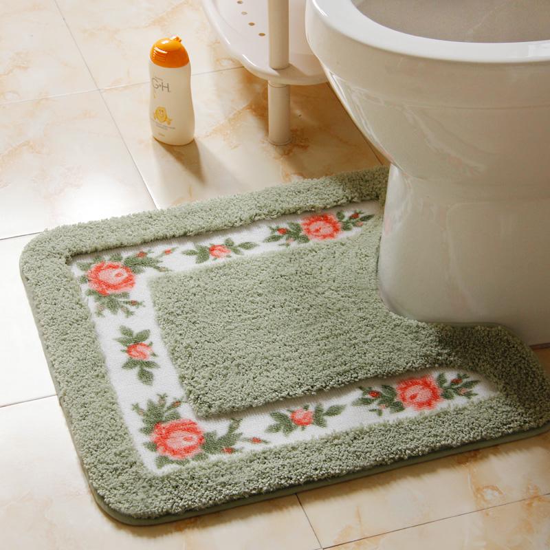  Shower Pad Mat Rug Bathroom Mats Set Coral Velvet Soft Toilet Carpet 