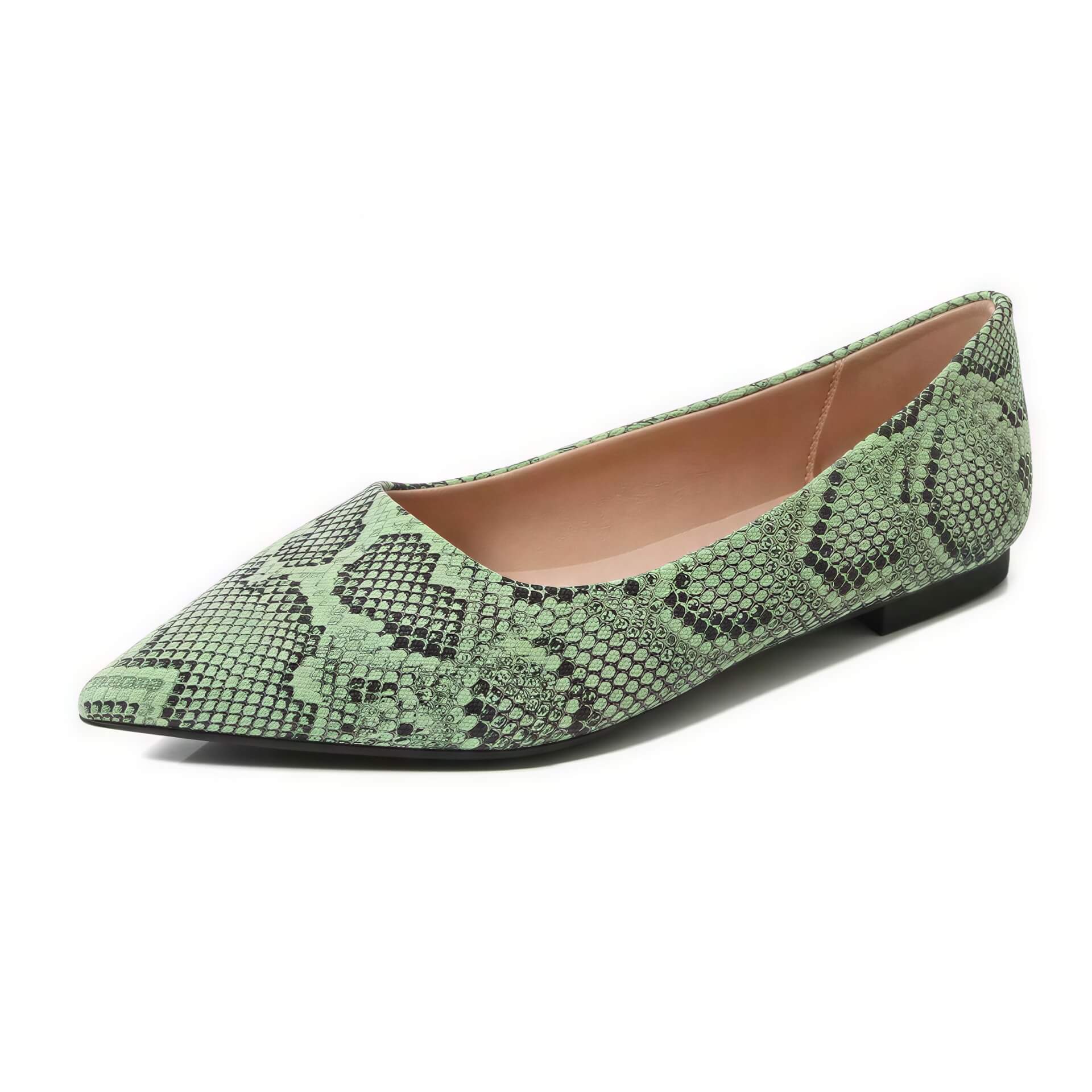Women's Snake Print Pointed Flats - Soft Leather Comfort Shoes - Shello's Creative Boutique