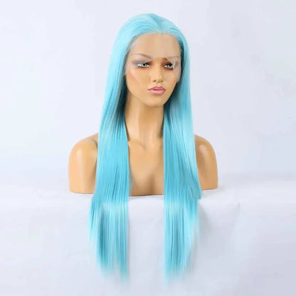 Blue Long Straight Lace Front Wig - Large Lace Synthetic - Shello's Creative Boutique