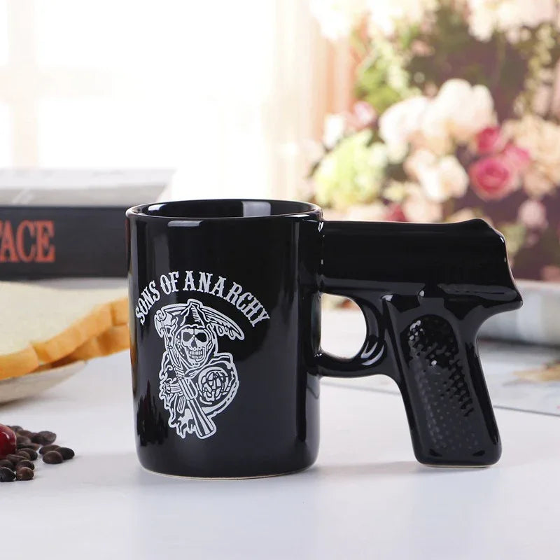 Pirate Pistol Cup Creative Skull Ceramic Water Cup Gun Handle Mug 3D Modeling Coffee Cup - Shello's Creative Boutique