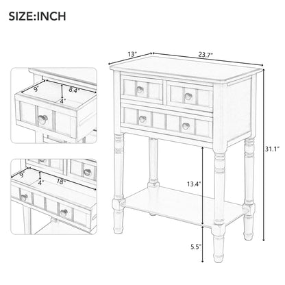TREXM Narrow Console Desk, Thin Sofa Table with Three Storage Drawers and Living Room Bottom Shelves (Grey Washed) - Shello's Creative Boutique