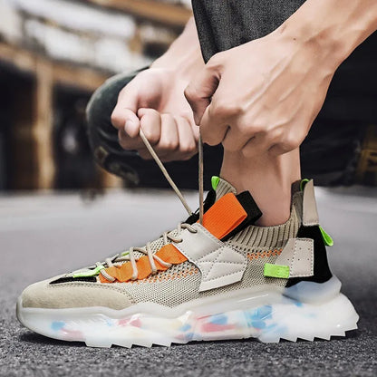 Sneakers Men's Large New Casual Breathable Thick Soled Trend Daddy Shoes Light Flying Woven Running Shoes - Shello's Creative Boutique