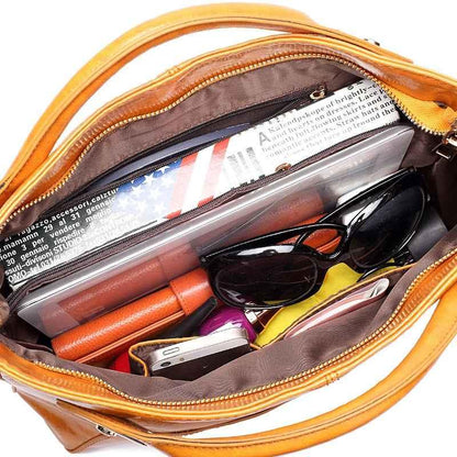 Women's Oil Wax Leather Shoulder Bag - Designer PU Leather Handbag - Shello's Creative Boutique