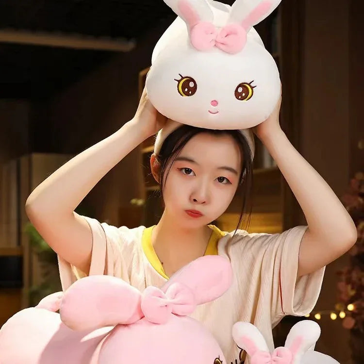 Multi-Color Bunny Pillow - Long Plush Cuddle Toy for Girls - Shello's Creative Boutique