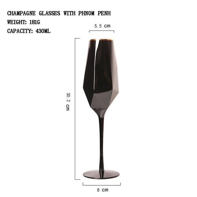 Pure Black Crystal Golden Edge Red Wine Glass Goblet Light Luxury Simple Model Room Special Champagne Glasses Kitchen Utensils eprolo