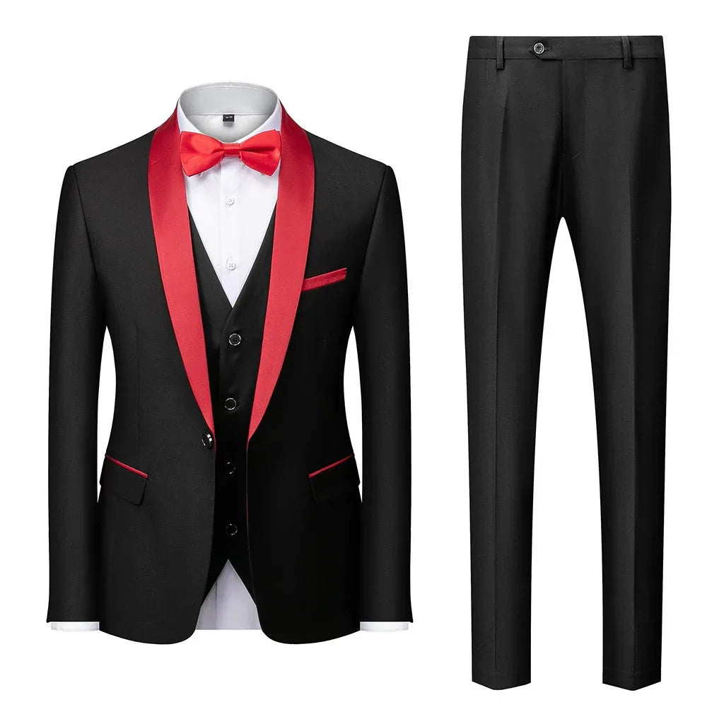New Grooms men Men Wedding Suits Shawl Lapel Groom Tuxedos - Shello's Creative Boutique