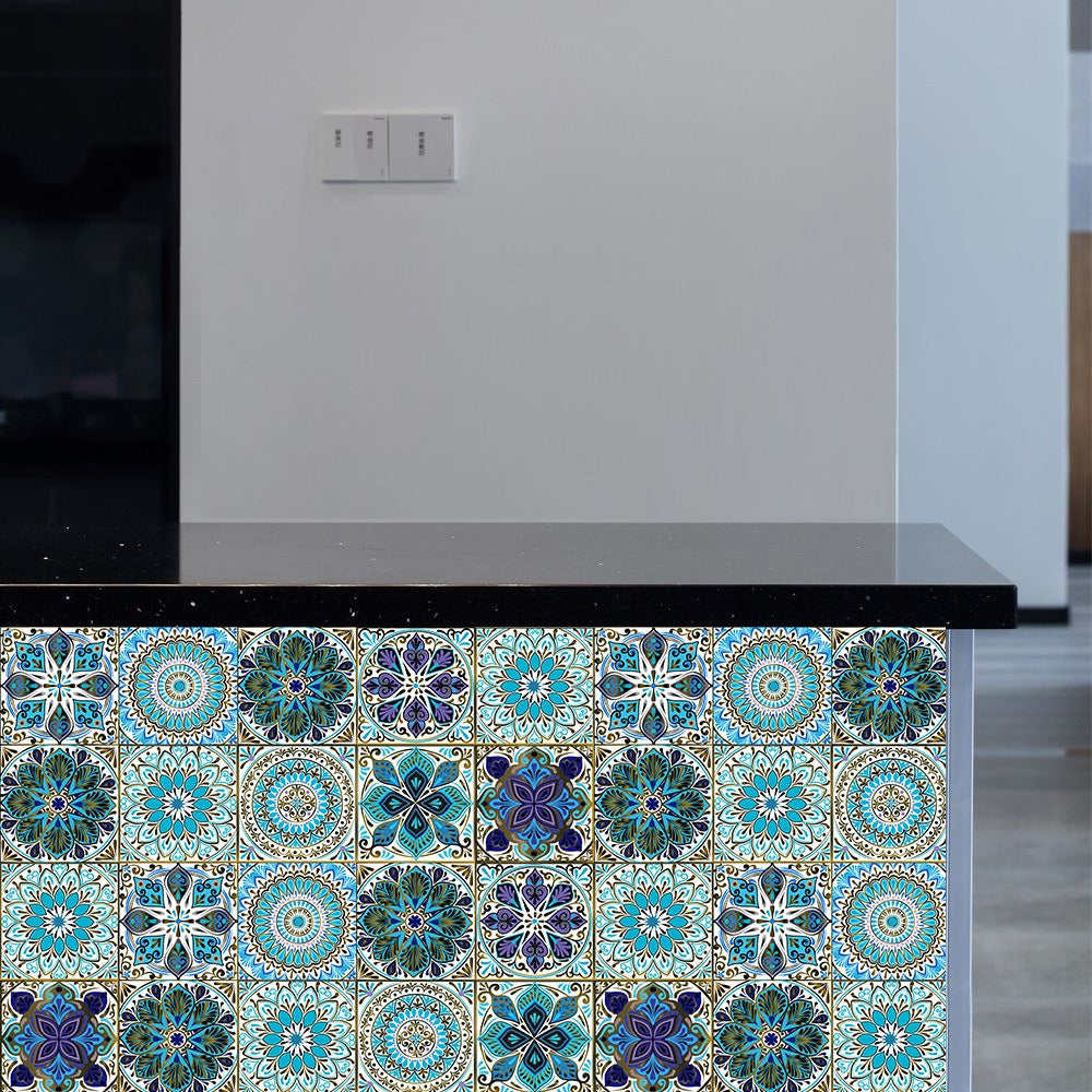 10 Piece Set Of Datura Mosaic Small Flower Imitation Ceramic Tile Sticker For Home Renovation Kitchen And Bathroom Decoration Self-Adhesive Wall Sticker