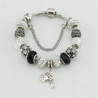 Black and White Beads Charm Pandora Bracelet Bangles - Shello's Creative Boutique