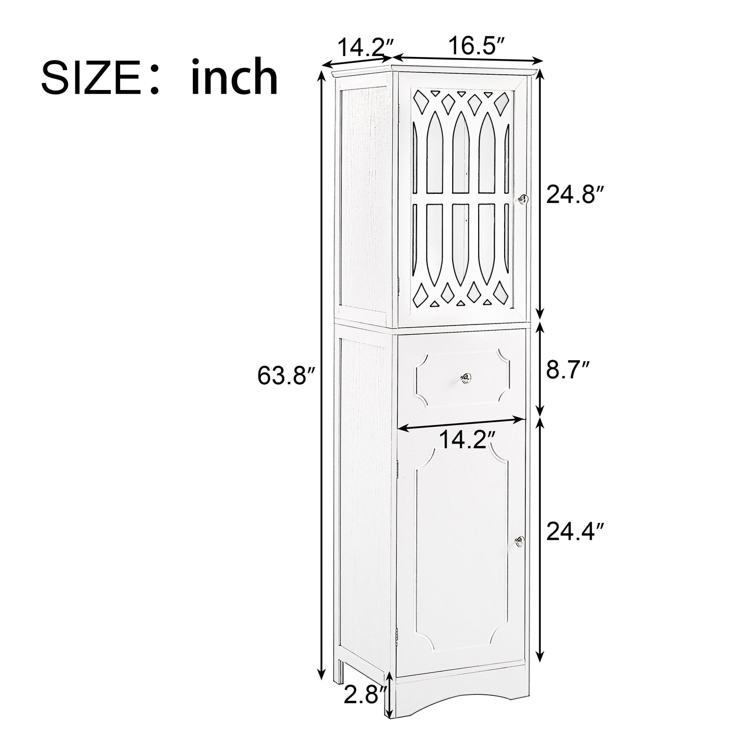 Tall Bathroom Cabinet, Freestanding Storage Cabinet with Drawer and Doors, MDF Board, Acrylic Door, Adjustable Shelf, Grey eprolo