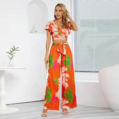 New Women's Wide Leg Pants Set Slim Casual Dress Pants Two Piece Set - Shello's Creative Boutique
