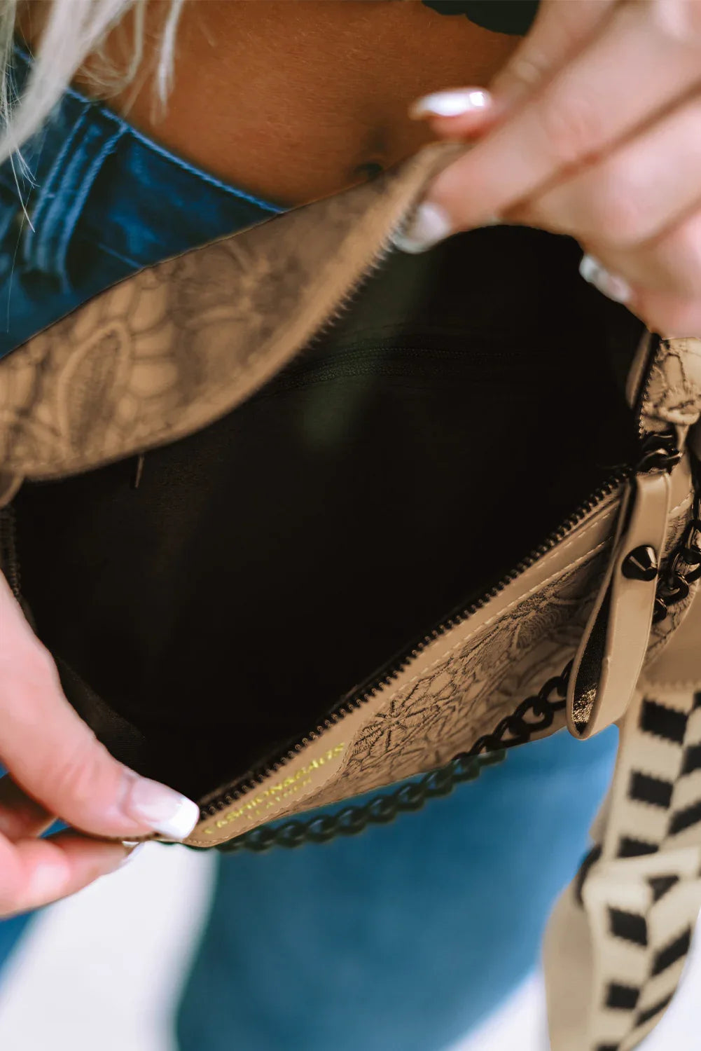 Black Colourblock Strap Crossbody Bag With Coin Purse - Shello's Creative Boutique