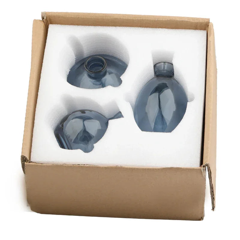 Light Luxury Painted Gold Small Glass Vase – Elegant 3-Piece Set - Shello's Creative Boutique