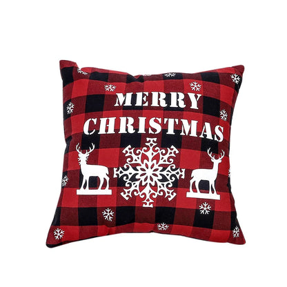 Christmas Red Linen Checkered Pillow Cover - Festive Cushion Cover - Shello's Creative Boutique
