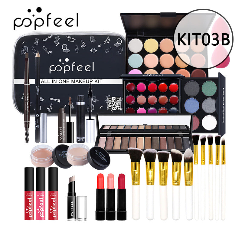 POPFEEL Makeup Full Kit Female Make Up Set Eye Shadow Eyeshadow Palette Lip Gloss Mascara Eyeliner Brushes Bag Make-up for Women - Shello's Creative Boutique