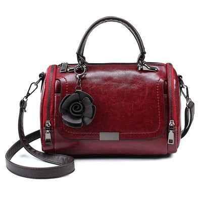 Spirituality Flower Shoulder Bag – Vintage PU Leather with Timeless Elegance and Everyday Functionality - Shello's Creative Boutique