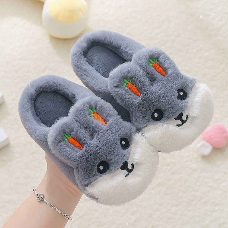 Kids Cotton Slides Autumn Winter Indoor Non-slip Cute Rabbit Non-slip Kids Shoes Home Slippers Fashion Baby Boys Girls Slippers eprolo