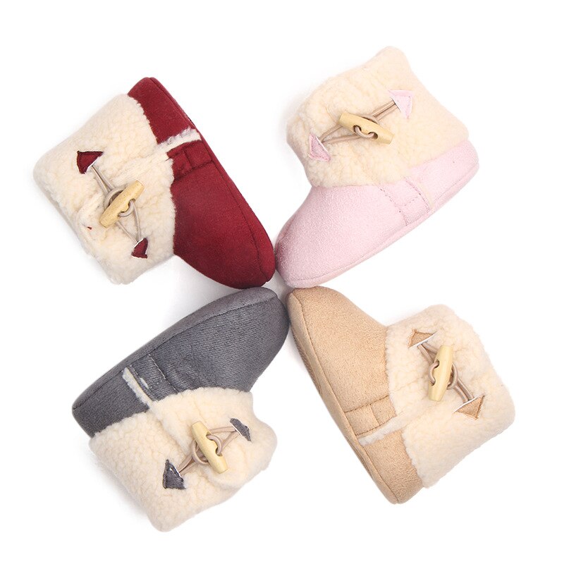 Fashion Winter Baby Boots Infant Girls Boys Warm Ankle Snow Boots Toddler Fur Plush Insole Buckle Boots Shoes eprolo