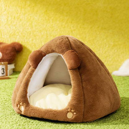 Adorable Toast Bread Pet Bed - Cozy Semi-Enclosed Cat & Dog Bed