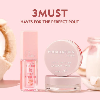 Pudaier Lip Care Set Exfoliating Lip Scrub Moisturizing Lip Mask Lip Oil Lipstick - Shello's Creative Boutique
