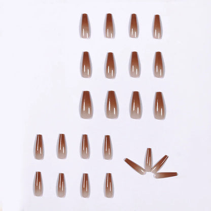 Ice Transparent Color Coffee Long Ballet Wear Manicure Finished Fake Nail Manicure Patch Nail Patch Removable Nail - Shello's Creative Boutique