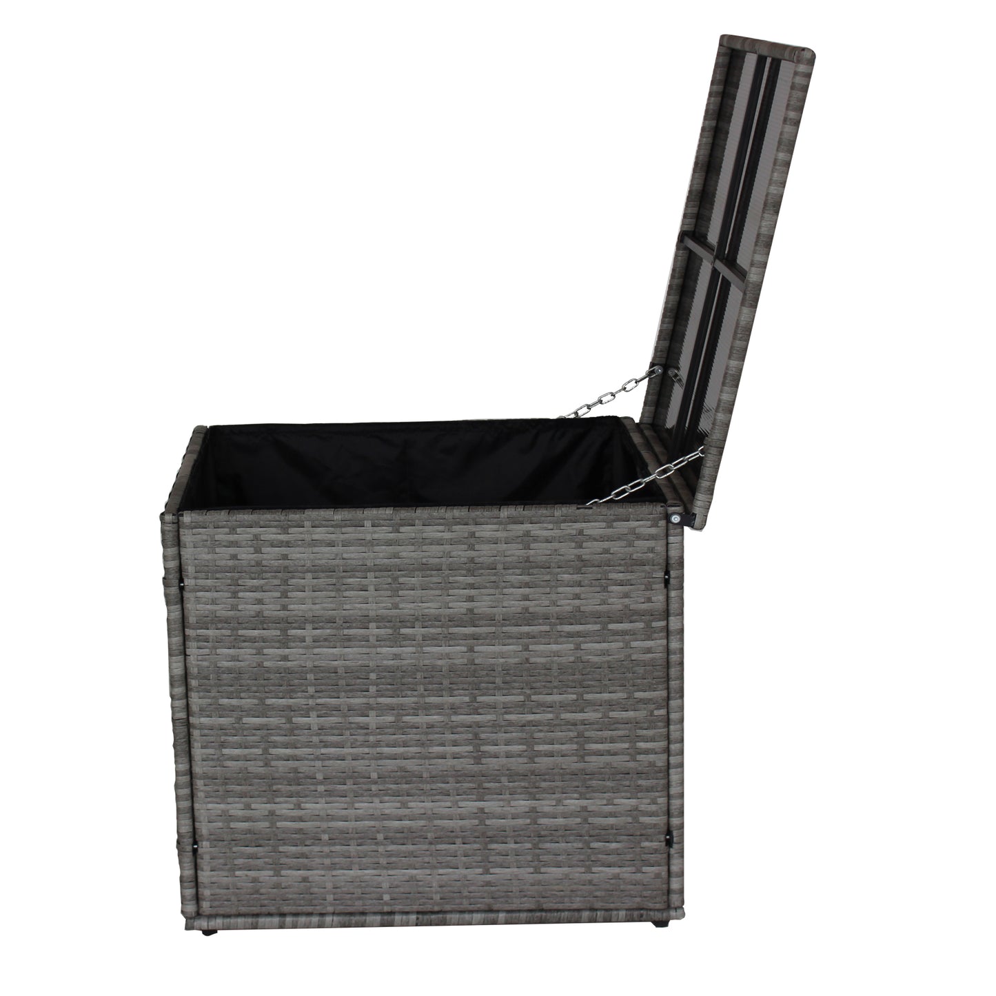 4 Piece Patio Sectional Wicker Rattan Outdoor Furniture Sofa Set with Storage Box Grey eprolo