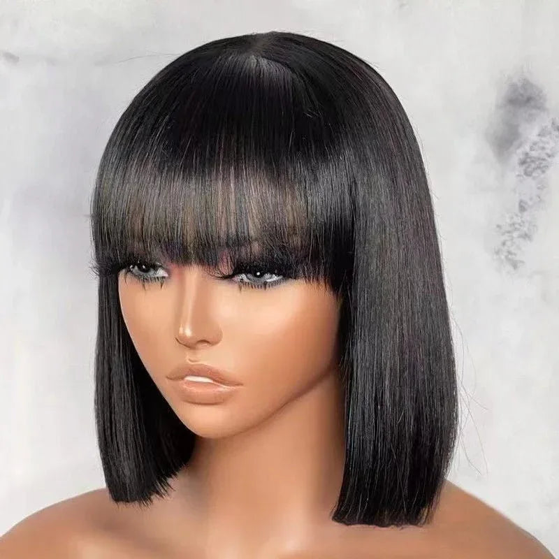 Hair Wig Bob With Bangs – Realistic Look Lace Split Top by ShelloCB - Shello's Creative Boutique