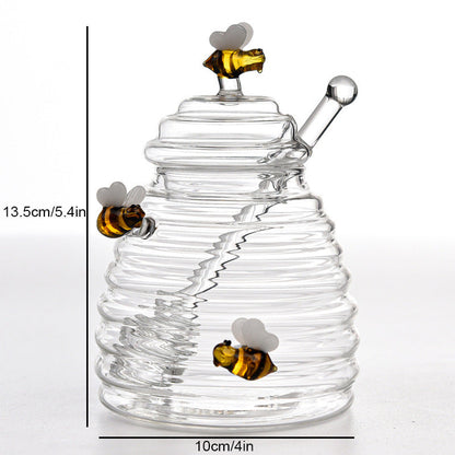 Home Transparent Glass Honey Jar With Lid, Glass Stirring Honey Bottle, Creative Glass Seasoning Jar, New Model eprolo
