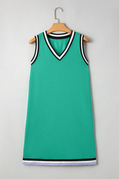 Myosotis Contrast Trim V Neck Sleeveless Mini Dress - Effortless Elegance with a Modern Twist! - Shello's Creative Boutique