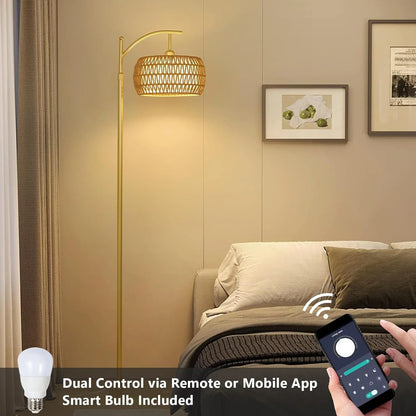 Arc Floor Lamp – Elegant Boho Lighting with Smart Features - Shello's Creative Boutique