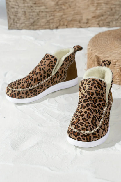 Brown Leopard Print Fleece Lined Winter Snow Boots - Shello's Creative Boutique