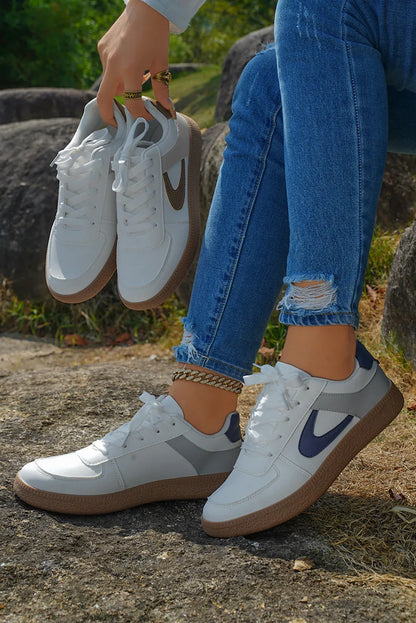 Coffee PU Leather Sneakers - Lace-Up Casual Trainers - Shello's Creative Boutique