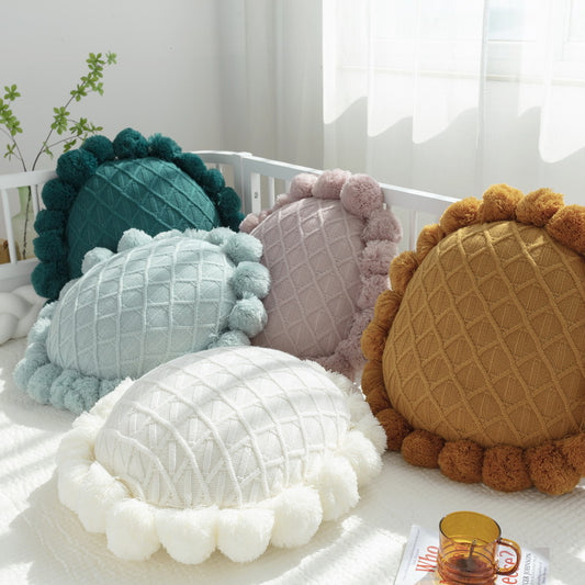 Sunflower Thickened Knitted Pillow Homestay Sofa Cushion Cover Living Room Bedside Pillow Waist Pillow Simple Cushion