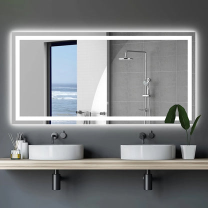 72"×36" LED Mirror Light Bathroom, Anti-Fog & Dimming Led Bathroom Vanity Mirror - Shello's Creative Boutique