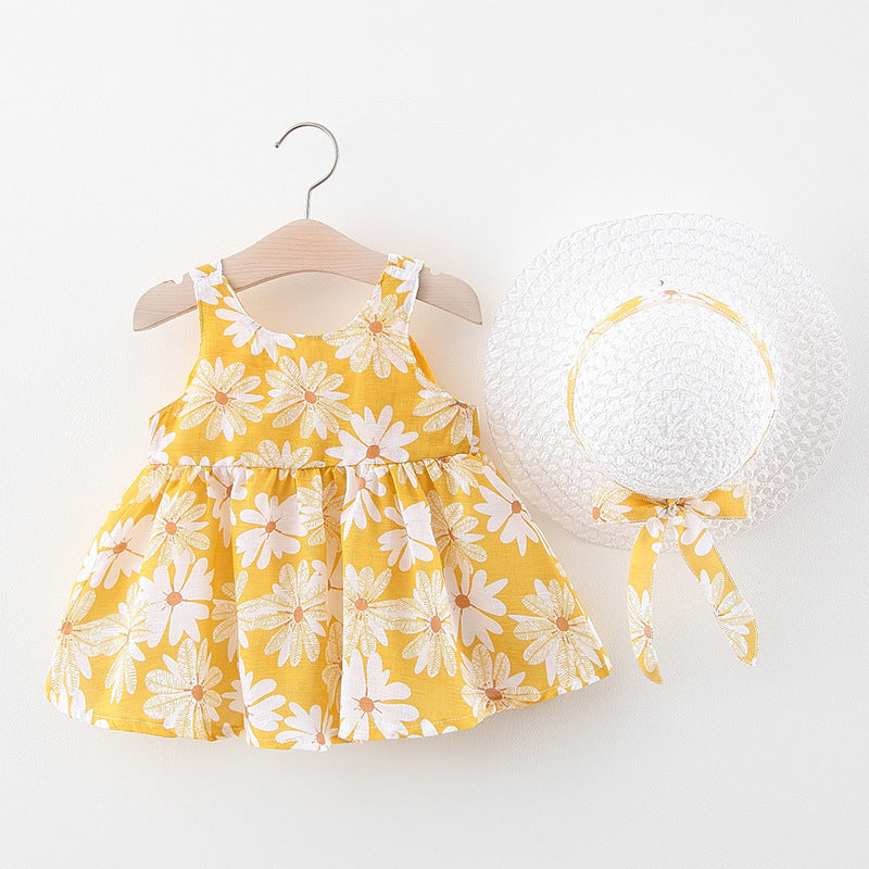 Summer New Girl Baby Vest Skirt Princess Dress 1-4 Years Old Chest Big Bow Flower Skirt Shello Creative Boutique