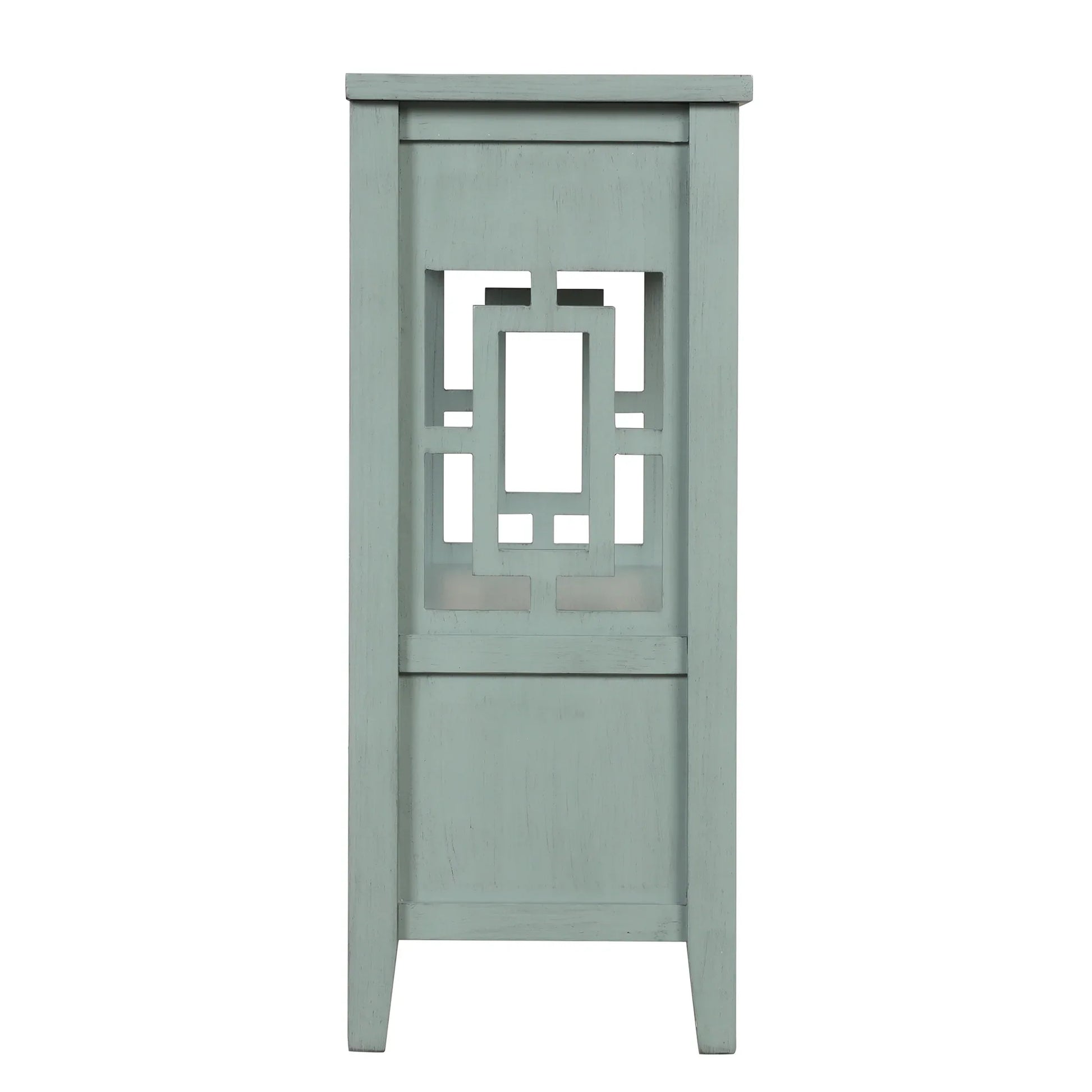 36'' Farmhouse Pine Wood Console Table Entry Sofa Table with 4 Drawers & 1 Storage Shelf (Retro Blue) - Shello's Creative Boutique