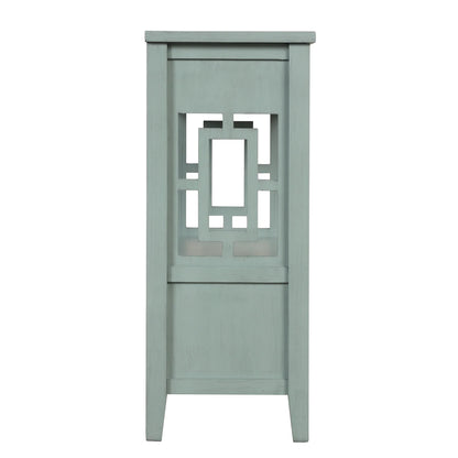 36'' Farmhouse Pine Wood Console Table Entry Sofa Table with 4 Drawers & 1 Storage Shelf (Retro Blue) - Shello's Creative Boutique