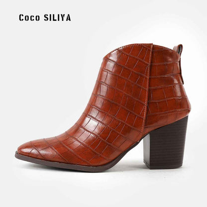 Women's Martin Boots - Thick Heel Ankle Boots for Autumn & Winter - Shello's Creative Boutique