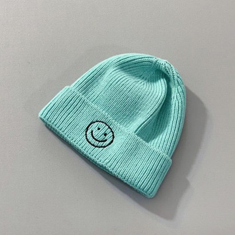 Baby Hat Solid Color Boy Girl Cartoon Smile Embroidery Winter Kids Knitted Hats Children  Warm Beanies Child Caps For Babies eprolo