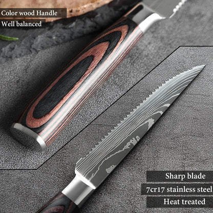 XITUO Sharp Steak Knife Set 7CR17 Stainless Steel Serrated Meat Slicing Knife Multipurpose Restaurant Cutlery Chef Knives 1-6Pcs eprolo