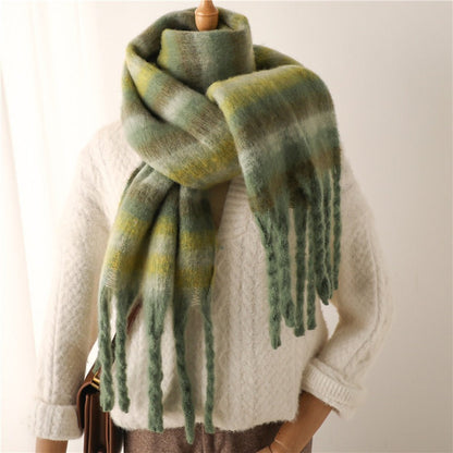Thick beard striped scarf imitation cashmere winter new warm long tassel scarf for men and women scarf shawl eprolo
