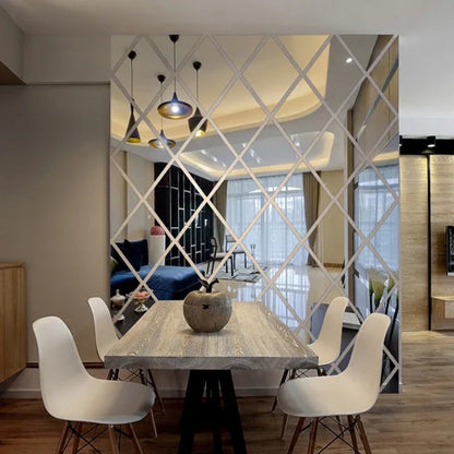 3D Mirror Wall Sticker DIY Diamonds & Triangles – Modern Acrylic Wall Décor - Shello's Creative Boutique