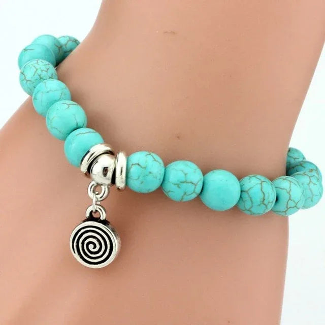 Vintage Boho Charm Bracelets Bangles Women Natural Stone Tree of Life Elephant Owl Pendant Bead Bracelet Men Jewelry - Shello's Creative Boutique