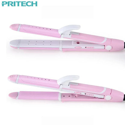 Pritech New Electric 3 In 1 Hair Straightener Curling Irons For Wet&Dry Professional Hair Curler Styling - Shello's Creative Boutique
