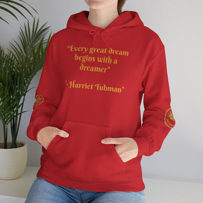 Harriet Tubman Quote Hoodie | "Every Great Dream Begins With a Dreamer" | Unisex Pullover