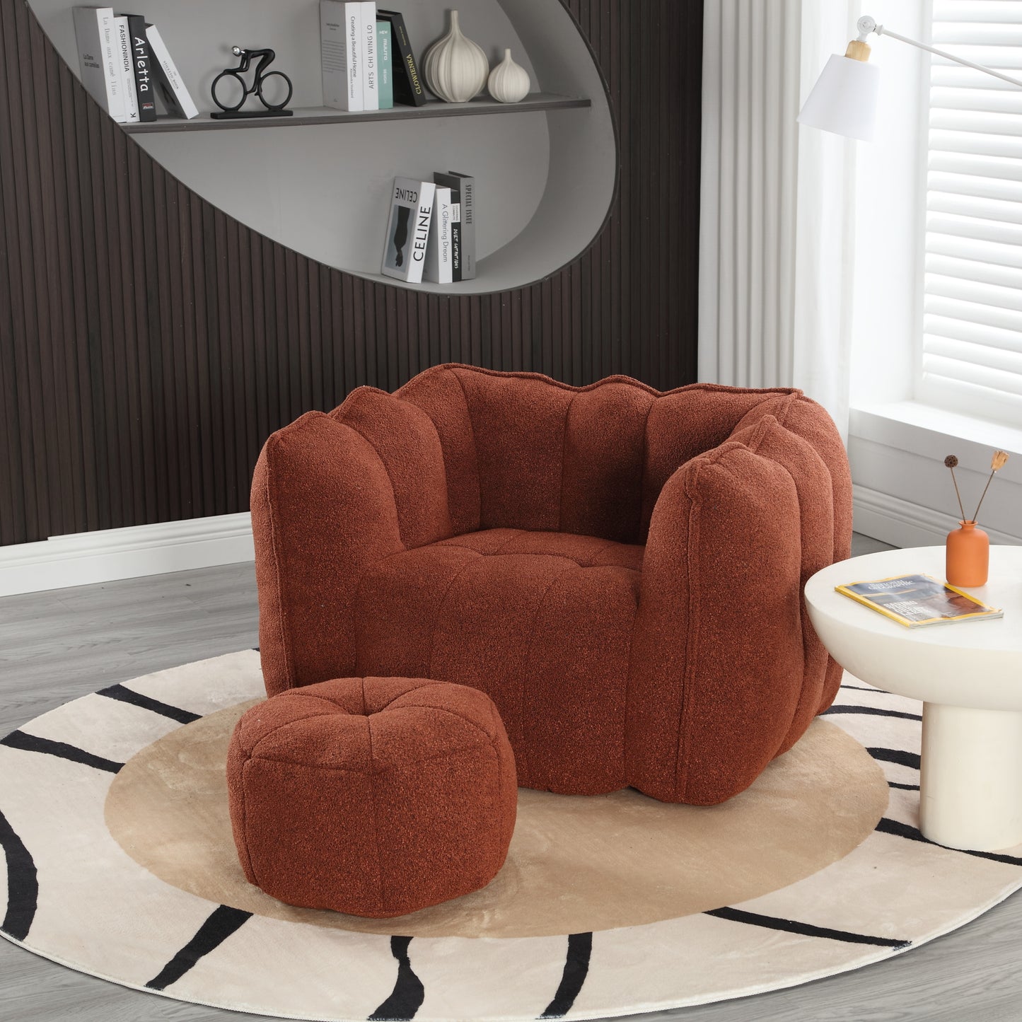 Soft Bean Bag Chair with High Resilient Foam(Chips)for living room and bedroom Comfortable Square Lazy Sofa with  Footstool eprolo