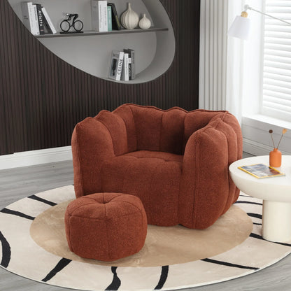 Soft Bean Bag Chair with High Resilient Foam with Footstool - Shello's Creative Boutique