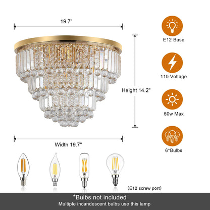 Luxury Gold Crystal Chandelier - Large Modern Ceiling Light for Dining Room - Shello's Creative Boutique