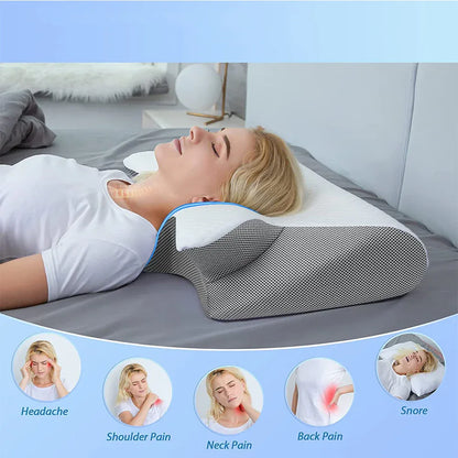 Home Sleep Memory Foam Neck Memory Pillow Orthopedic Cervical Health Cotton Anime - Shello's Creative Boutique