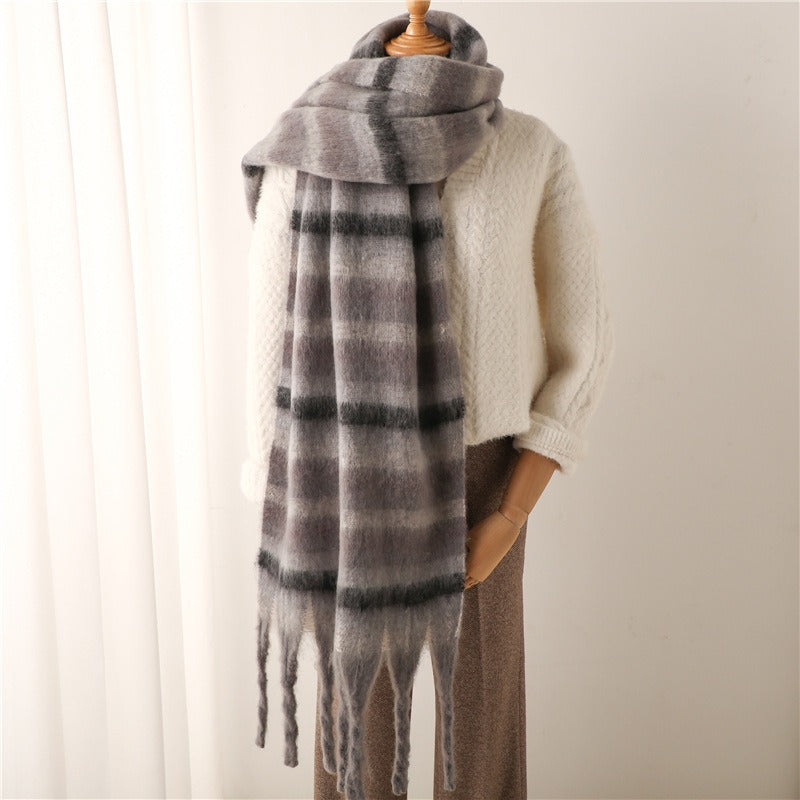 Thick beard striped scarf imitation cashmere winter new warm long tassel scarf for men and women scarf shawl eprolo