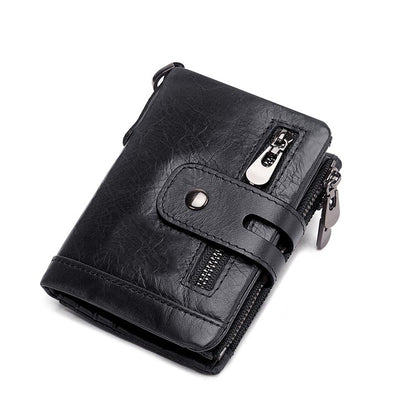 New Men's Leather Wallet Large Capacity Buckle Retro Zipper Coin Purse Anti-theft Clutch eprolo